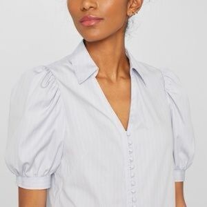 Club Monaco Light Blue Puff Sleeve Blouse L